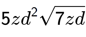 A LaTex expression showing 5z{d} to the power of 2 square root of 7zd