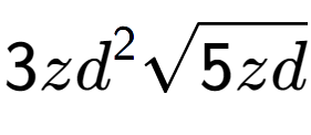 A LaTex expression showing 3z{d} to the power of 2 square root of 5zd