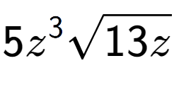 A LaTex expression showing 5{z} to the power of 3 square root of 13z