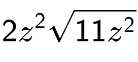 A LaTex expression showing 2{z} to the power of 2 square root of 11{z to the power of 2 }