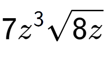 A LaTex expression showing 7{z} to the power of 3 square root of 8z