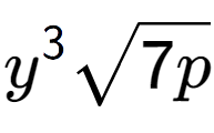 A LaTex expression showing {y} to the power of 3 square root of 7p