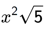 A LaTex expression showing {x} to the power of 2 square root of 5