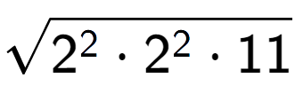 A LaTex expression showing square root of 2 to the power of 2 times 2 to the power of 2 times 11