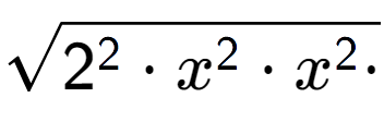 A LaTex expression showing square root of 2 to the power of 2 times x to the power of 2 times x to the power of 2 times