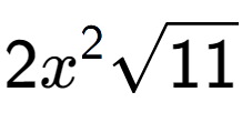 A LaTex expression showing 2{x} to the power of 2 square root of 11