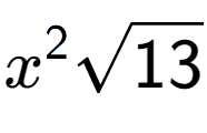 A LaTex expression showing {x} to the power of 2 square root of 13