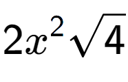 A LaTex expression showing 2{x} to the power of 2 square root of 4