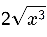 A LaTex expression showing 2square root of {x to the power of 3 }