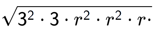 A LaTex expression showing square root of 3 to the power of 2 times 3 times r to the power of 2 times r to the power of 2 times r times