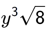 A LaTex expression showing {y} to the power of 3 square root of 8