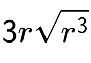 A LaTex expression showing 3rsquare root of {r to the power of 3 }