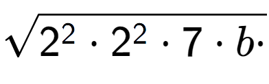 A LaTex expression showing square root of 2 to the power of 2 times 2 to the power of 2 times 7 times b times