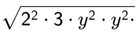 A LaTex expression showing square root of 2 to the power of 2 times 3 times y to the power of 2 times y to the power of 2 times