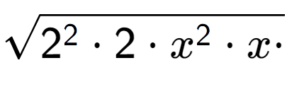 A LaTex expression showing square root of 2 to the power of 2 times 2 times x to the power of 2 times x times