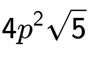 A LaTex expression showing 4{p} to the power of 2 square root of 5