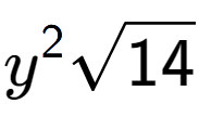 A LaTex expression showing {y} to the power of 2 square root of 14