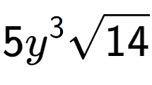 A LaTex expression showing 5{y} to the power of 3 square root of 14