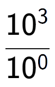A LaTex expression showing \frac{10 to the power of 3 }{10 to the power of 0 }
