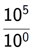 A LaTex expression showing \frac{10 to the power of 5 }{10 to the power of 0 }