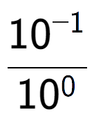 A LaTex expression showing \frac{10 to the power of -1 }{10 to the power of 0 }