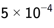 A LaTex expression showing 5 multiplied by 10 to the power of -4