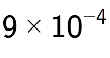 A LaTex expression showing 9 multiplied by 10 to the power of -4