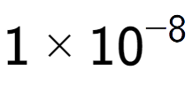 A LaTex expression showing 1 multiplied by 10 to the power of -8