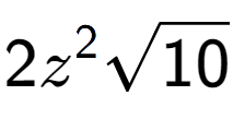 A LaTex expression showing 2{z} to the power of 2 square root of 10