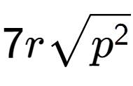 A LaTex expression showing 7rsquare root of {p to the power of 2 }