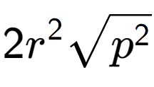A LaTex expression showing 2{r} to the power of 2 square root of {p to the power of 2 }