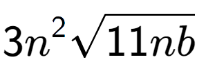 A LaTex expression showing 3{n} to the power of 2 square root of 11nb