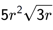 A LaTex expression showing 5{r} to the power of 2 square root of 3r