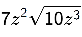 A LaTex expression showing 7{z} to the power of 2 square root of 10{z to the power of 3 }