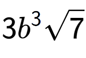 A LaTex expression showing 3{b} to the power of 3 square root of 7