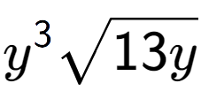 A LaTex expression showing {y} to the power of 3 square root of 13y