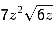 A LaTex expression showing 7{z} to the power of 2 square root of 6z