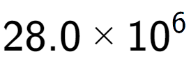 A LaTex expression showing 28.0 multiplied by 10 to the power of 6