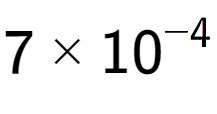 A LaTex expression showing 7 multiplied by 10 to the power of -4