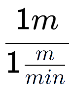 A LaTex expression showing 1m over 1\frac{m {min}}