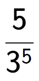 A LaTex expression showing 5 over 3 to the power of 5