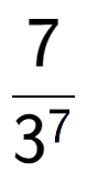 A LaTex expression showing 7 over 3 to the power of 7