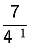 A LaTex expression showing 7 over 4 to the power of -1