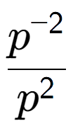 A LaTex expression showing \frac{p to the power of -2 }{p to the power of 2 }