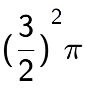 A LaTex expression showing {({3 over 2 })} to the power of 2 Pi