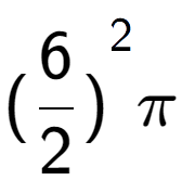 A LaTex expression showing {({6 over 2 })} to the power of 2 Pi