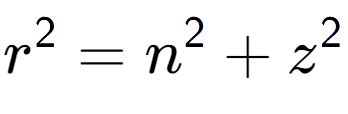 A LaTex expression showing r to the power of 2 = n to the power of 2 + z to the power of 2