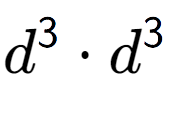 A LaTex expression showing d to the power of 3 times d to the power of 3