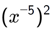 A LaTex expression showing (x to the power of -5 ) to the power of 2