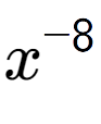 A LaTex expression showing x to the power of -8